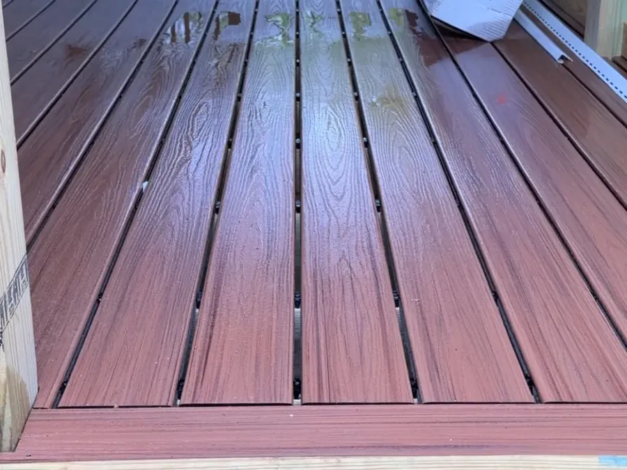 Fresh composite decking with hidden-fastener spacing
